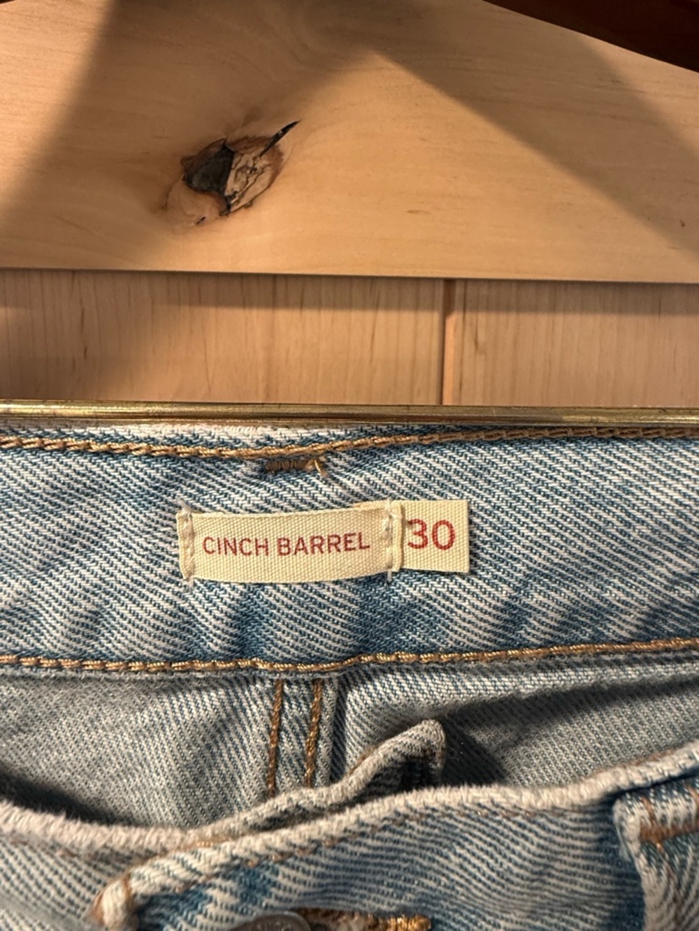 Light Wash Women’s Cinch Barrel Jeans - Picture 3 of 3